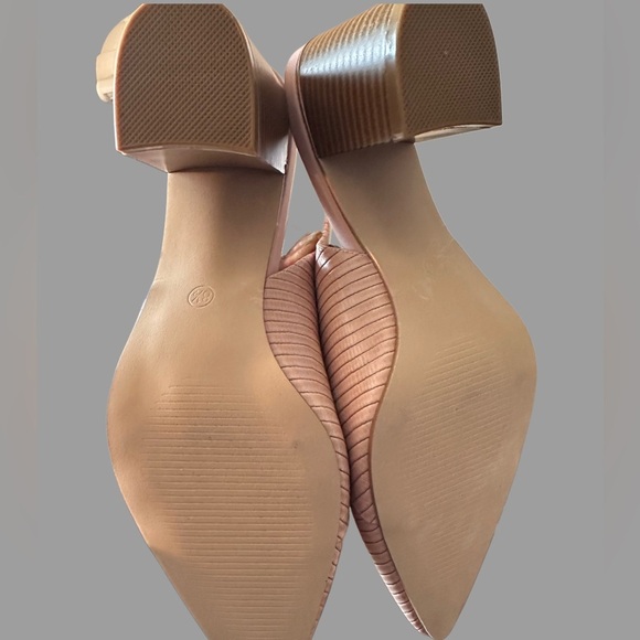 NEW WOMEN’S PINK POINTY TOE BLOCK HEEL SLING BACK PULL ON PARTY SHOES SIZE 8.5 - Picture 5 of 10